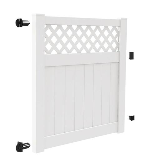 Freedom Conway 5ft H x 5ft W White Vinyl LatticeTop Fence Gate in