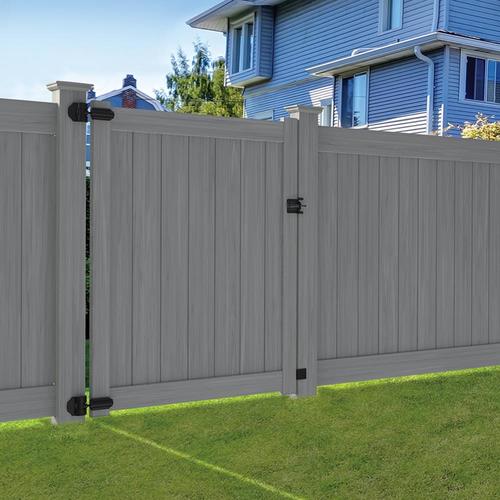 Freedom Bolton 6 Ft H X 5 Ft W Woodgrain Gray Vinyl Flat Top Fence Gate In The Vinyl Fence Gates Department At Lowes Com