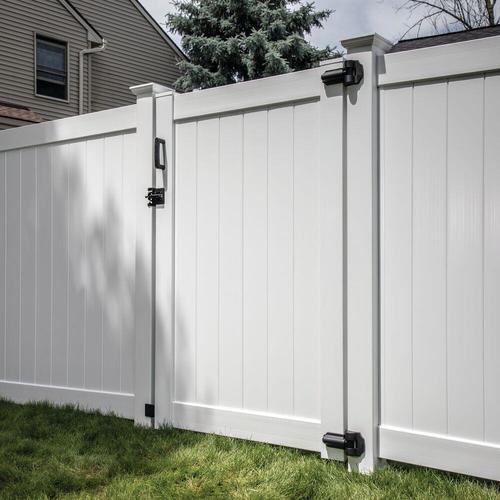 Freedom 6ft x 5ft; Actual 5.95ft x 4.83ft) White Vinyl Fence Gate at