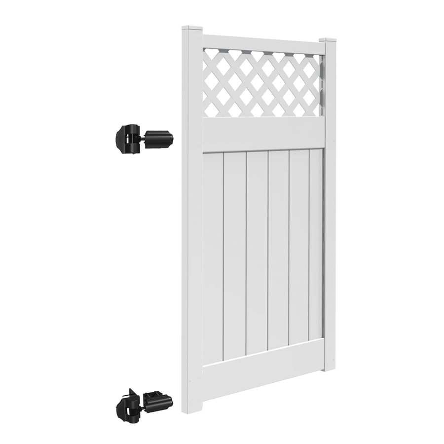 Freedom Conway 6ft H x 4ft W White Vinyl LatticeTop Fence Gate in the Vinyl Fence Gates