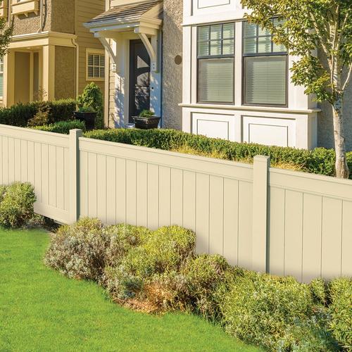 Freedom Emblem 5-ft H x 8-ft W Sand Vinyl Flat-Top Fence Panel in the ...