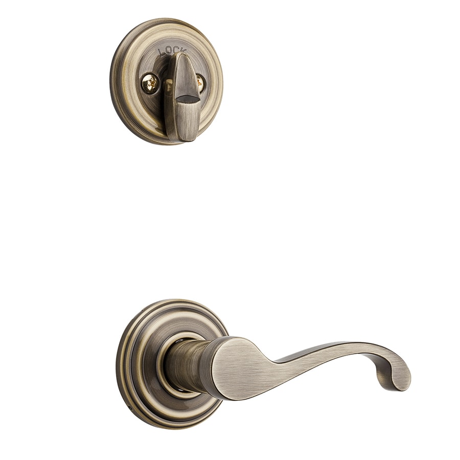 Kwikset Commonwealth Traditional Antique Brass Residential SingleLock Door Handleset at