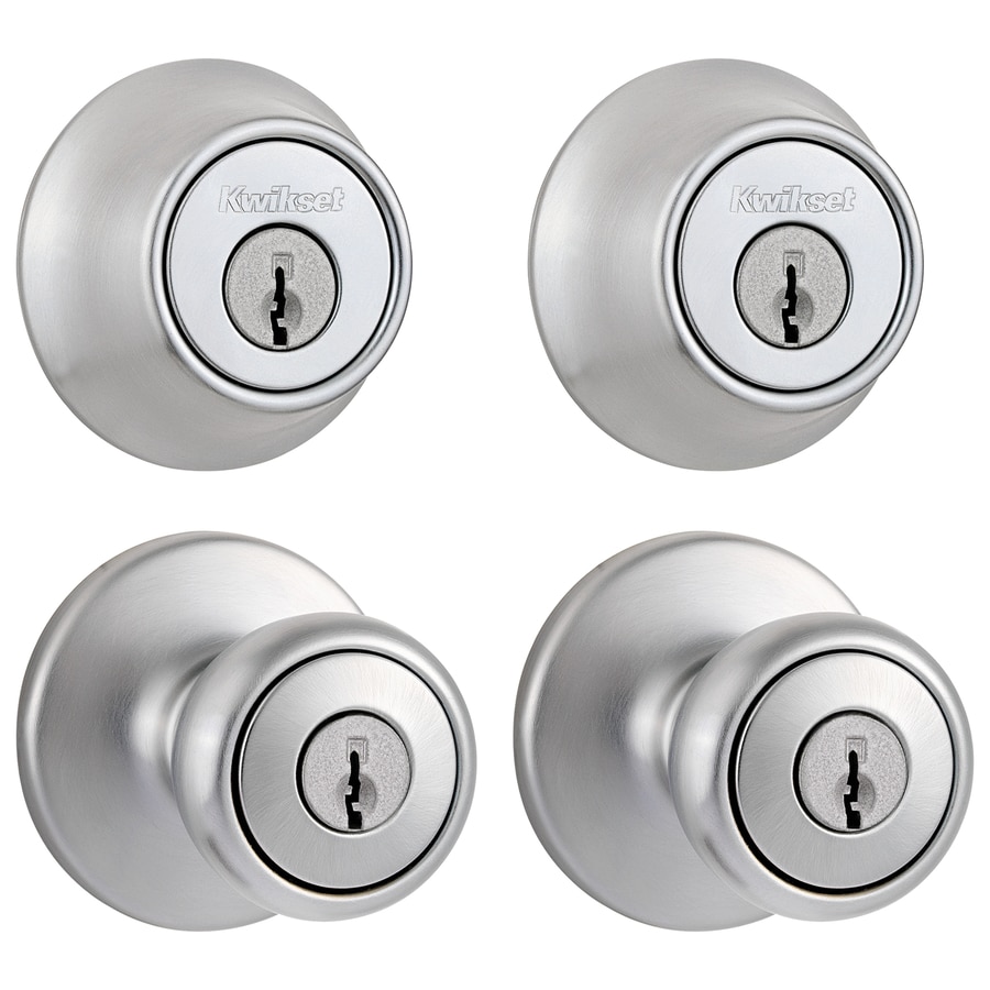 silver door knob with lock