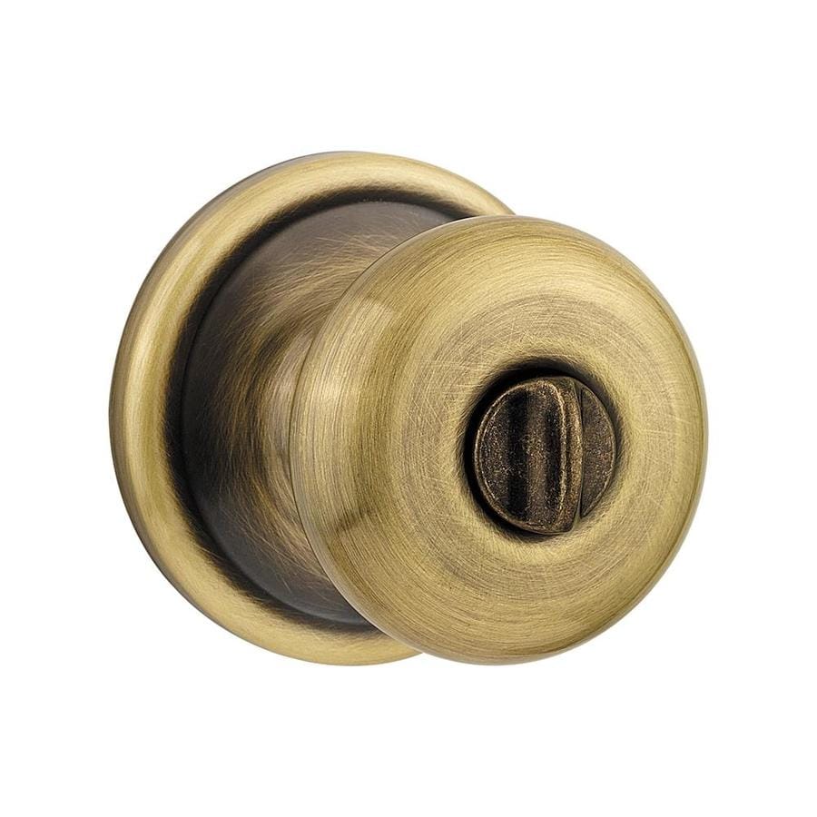 Kwikset Signature Hancock Antique Brass Round Turn-lock Privacy Door 