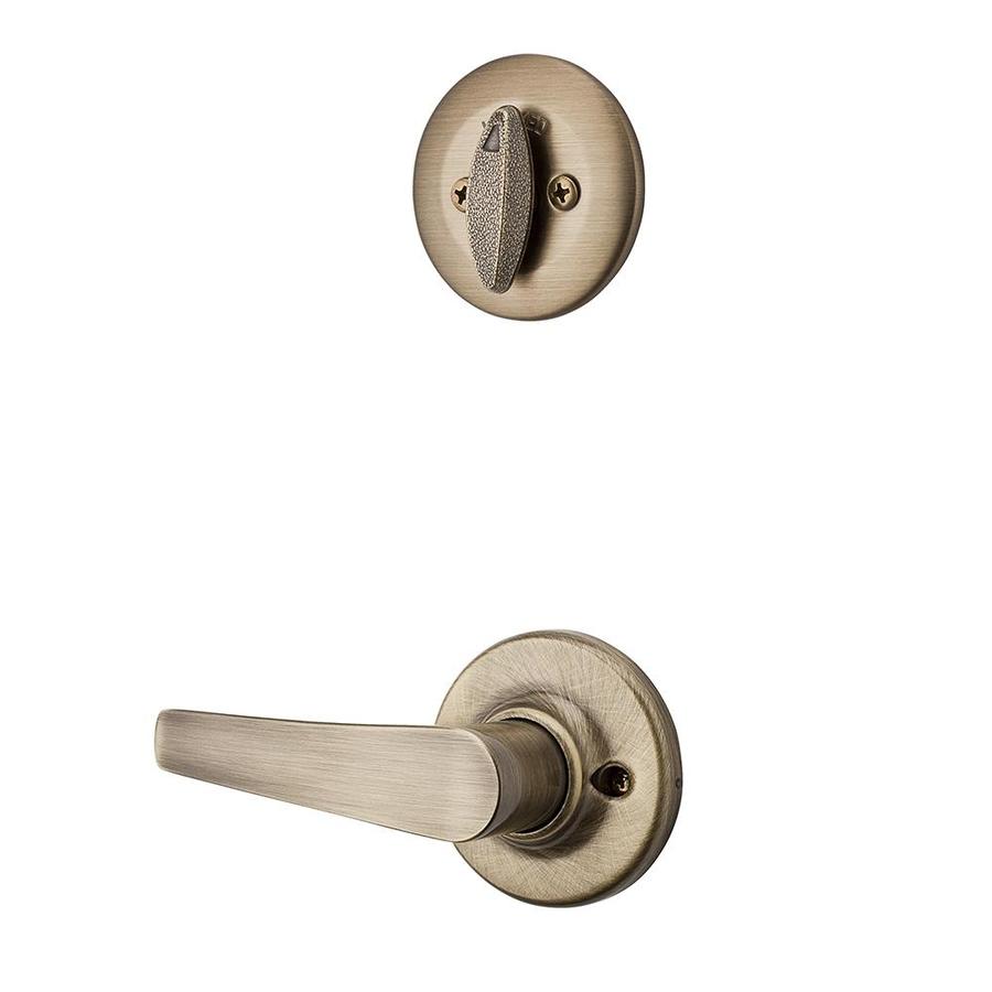 Kwikset Delta 13/4in Antique Brass Single Cylinder Lever Entry Door
