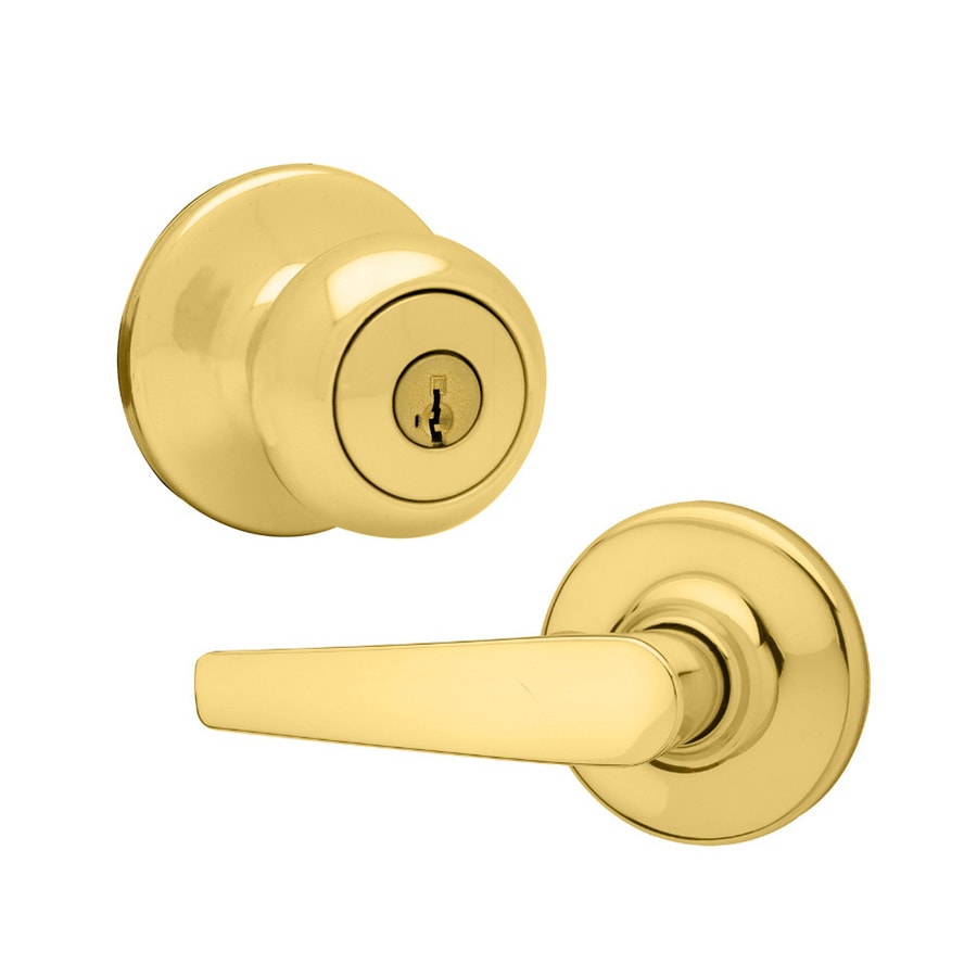 Kwikset Delta Polished Brass Residential Keyed Entry Door Lever at ...