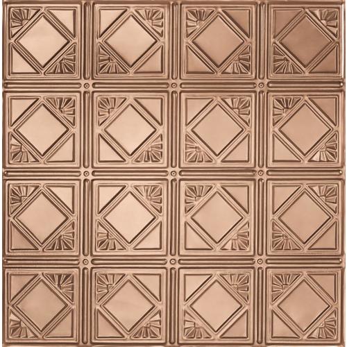 Common 24 In X 24 In Actual 23 75 In X 23 75 In Metallaire Fans Copper Metal Tin 15 16 In Drop Panel Ceiling Tiles