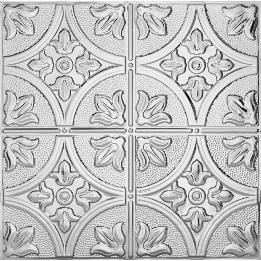 Armstrong Ceilings (Common: 24-in x 24-in; Actual: 23.75-in x 23.75-in) Metallaire Large Floral Circle Chrome Metal/Tin 15/16-in Drop Panel Ceiling Tiles