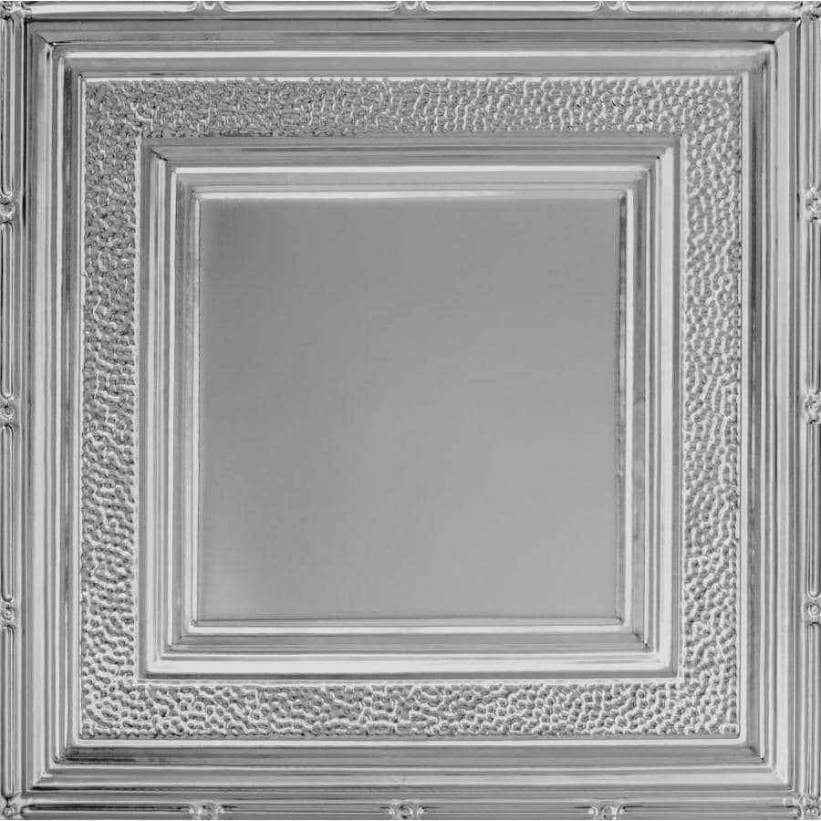 Armstrong Ceilings (Common: 24-in x 24-in; Actual: 23.75-in x 23.75-in) Metallaire Hammered Border Lacquered Steel Metal/Tin 15/16-in Drop Panel Ceiling Tiles