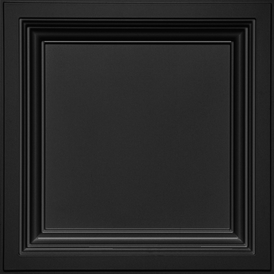 Common 24 In X 24 In Actual 23 75 In X 23 75 In Easy Elegance Black Coffered 15 16 In Drop Panel Ceiling Tiles