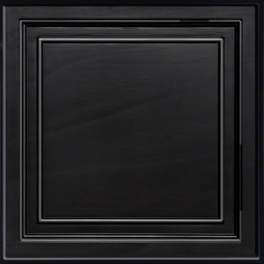 Common 24 In X 24 In Actual 23 75 In X 23 75 In Easy Elegance Black Coffered 15 16 In Drop Panel Ceiling Tiles