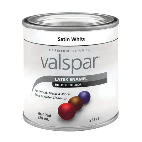 Valspar Satin Satin White Enamel Interior/Exterior Paint (Half Pint) in