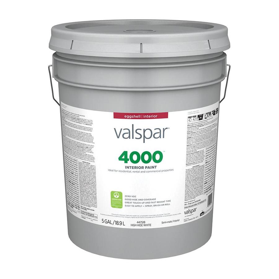 Valspar 4000 Eggshell High Hide White Interior Paint (5Gallon) in the