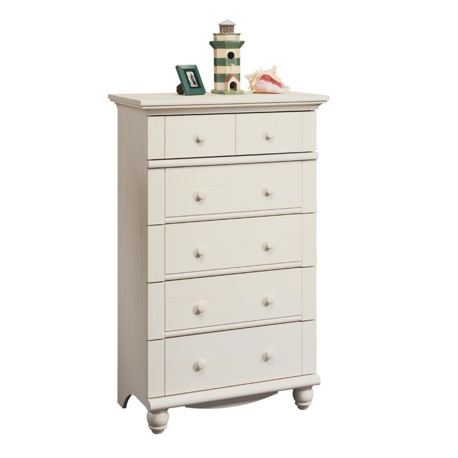 Sauder Harbor View Antiqued White 5 Drawer Chest At Lowes Com