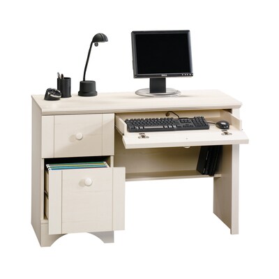 Sauder Harbor View Traditional Antiqued White Computer Desk At