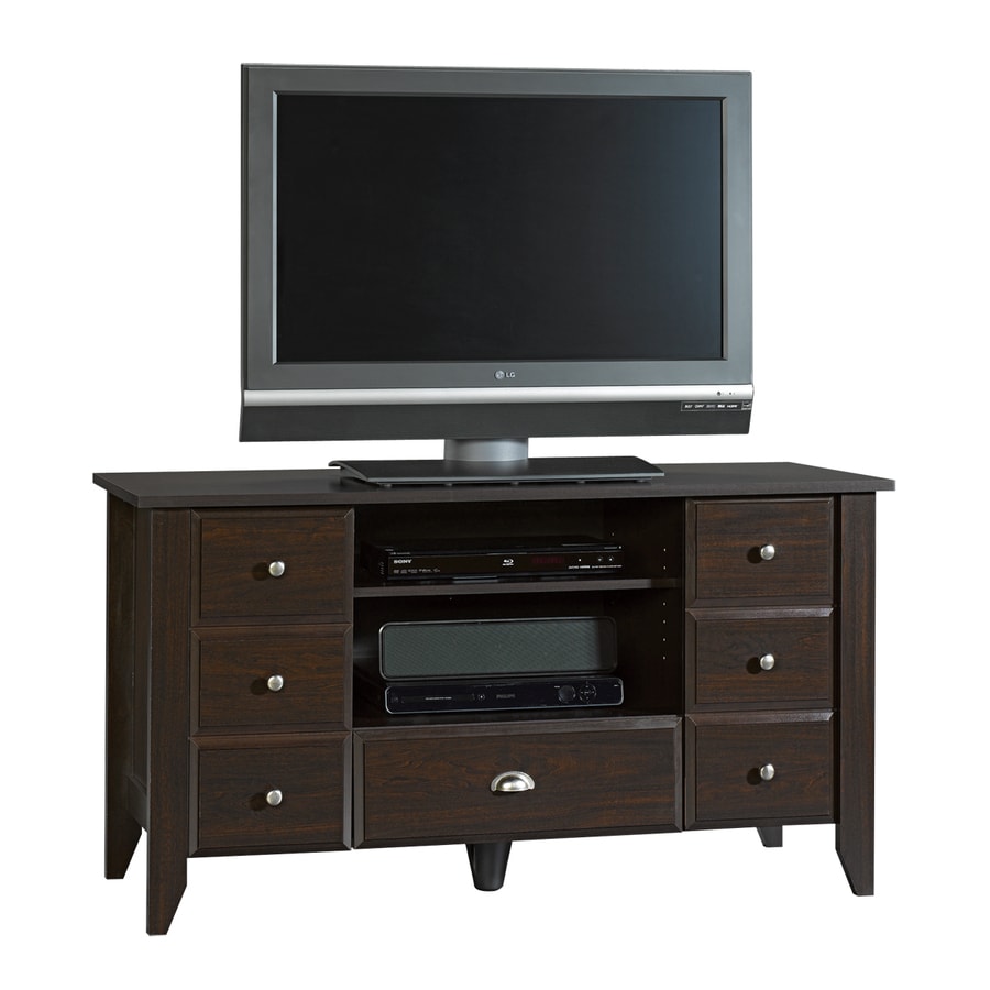  Shoal Creek Jamocha Wood Rectangular Pedestal TV Stand at Lowes.com