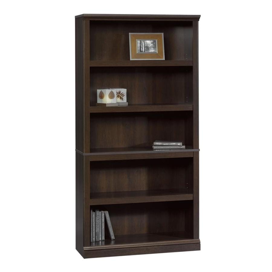  Cinnamon Cherry 35.25-in W x 69.75-in H x 13.25-in D 5-Shelf Bookcase