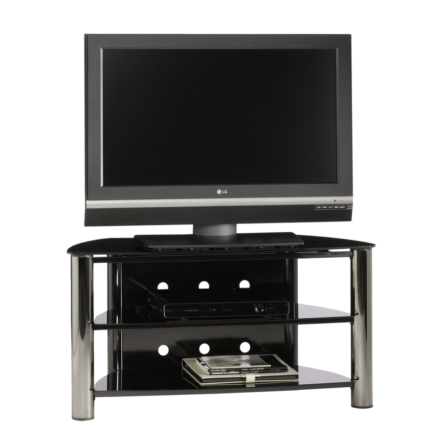 Shop Sauder Chroma Black Glass Black Chrome Rectangular Pedestal ...