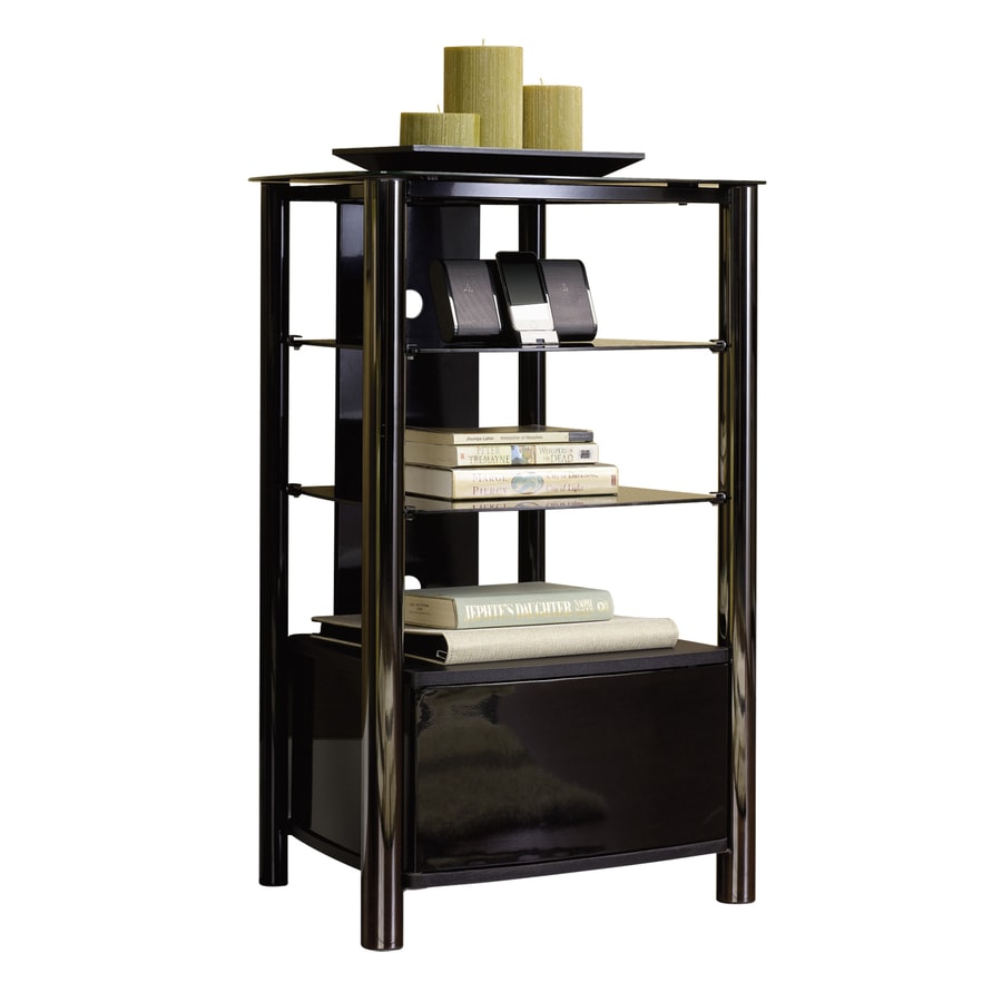 Sauder Chroma Black Chrome/Glass 5Shelf Storage at