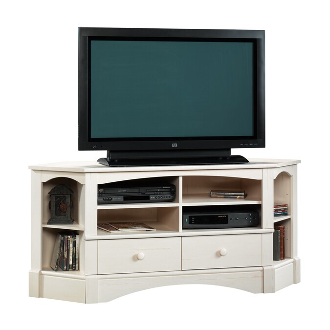 Sauder Harbor View Antiqued White Corner TV Stand in the ...
