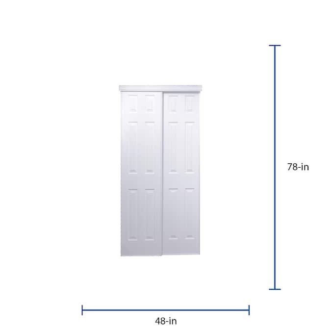 Reliabilt 48 In X 80 In White 6 Panel Steel Sliding Closet Door Hardware Included In The Closet Doors Department At Lowes Com
