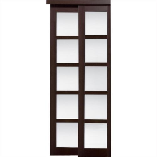 5 Lite Frosted Glass Sliding Closet Interior Door Common 72 In X 80 In Actual 72 In X 78 68 In