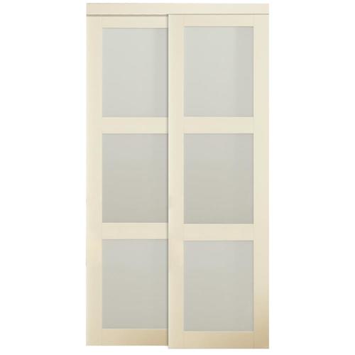 ReliaBilt 48-in x 80-in Frosted Glass Prefinished MDF Sliding Door ...