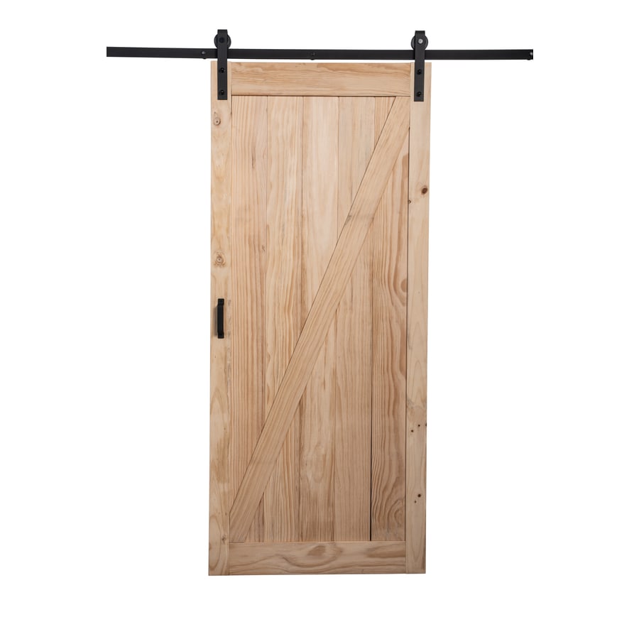  panel white solid core pine barn door slab  Solid Pine Barn Doors