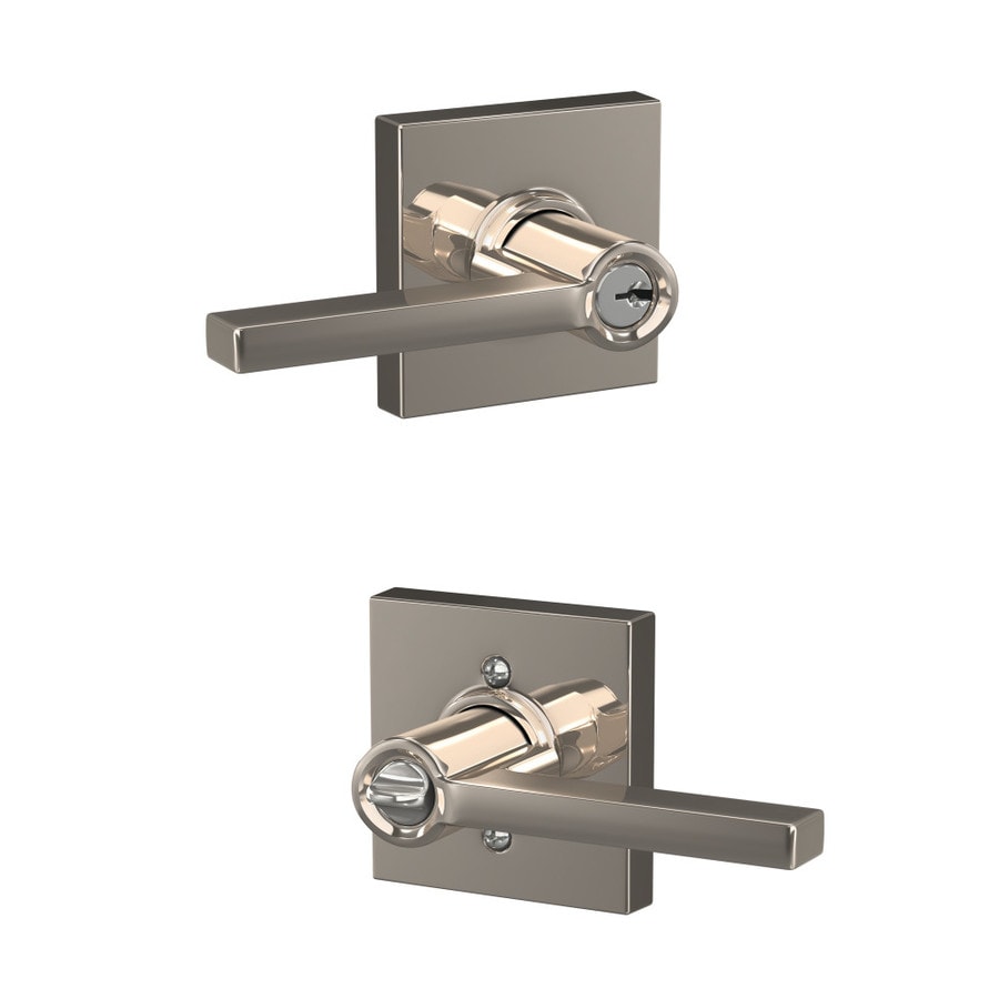 Schlage F51a Latcol Custom Latitude Collins Polished Nickel Universal Keyed Entry Door Handle 1719