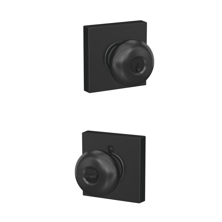 Schlage Custom Plymouth x Collins Matte Black Keyed Entry Door Knob at