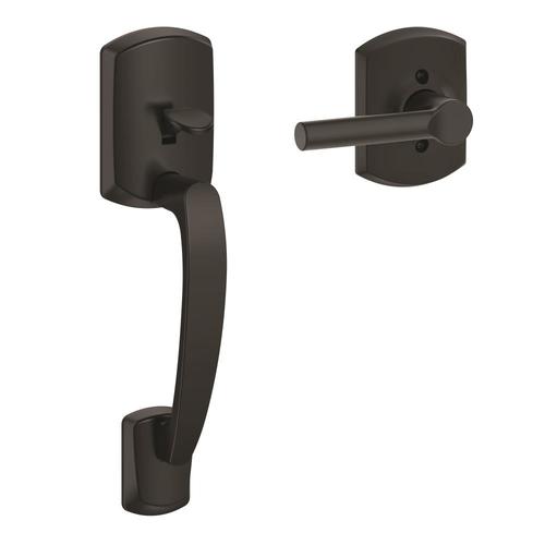 Schlage FE285 Greenwich Matte Black Entry Door Handleset Broadway in