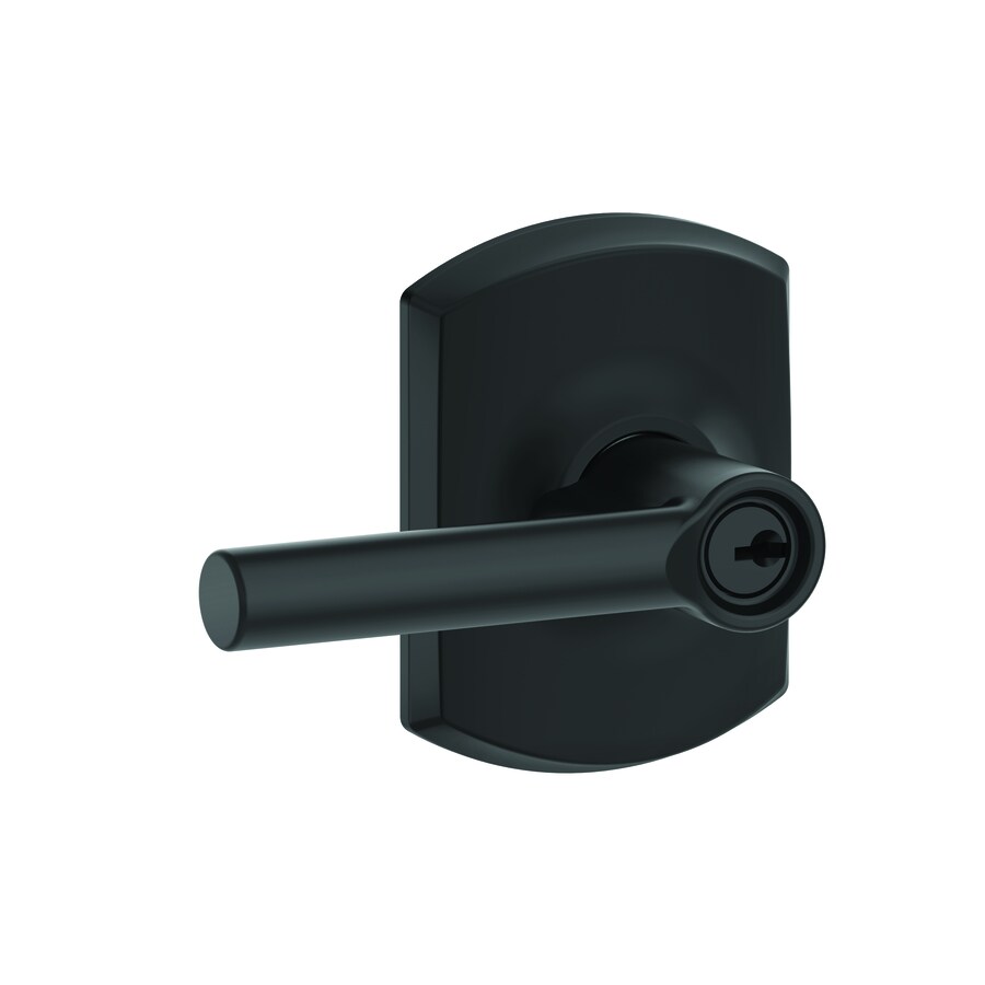 Schlage F51 Broadway Matte Black Universal Keyed Entry Door Handle at