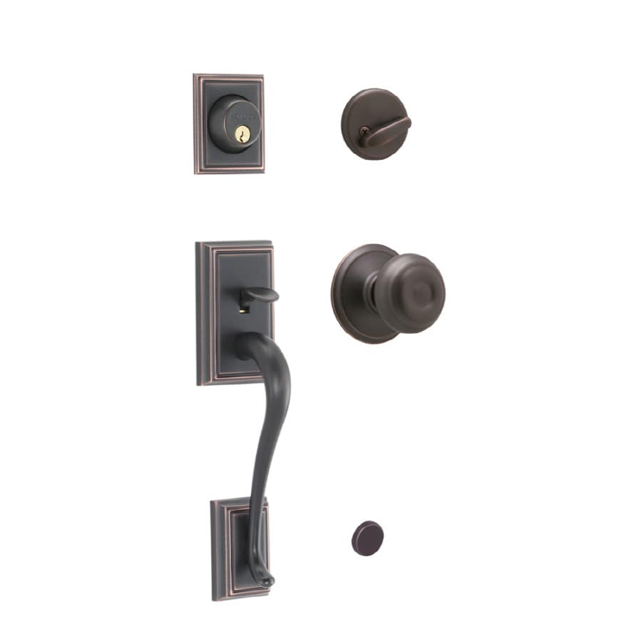 Schlage Addison Aged Bronze Keyed Entry Door Handleset in the