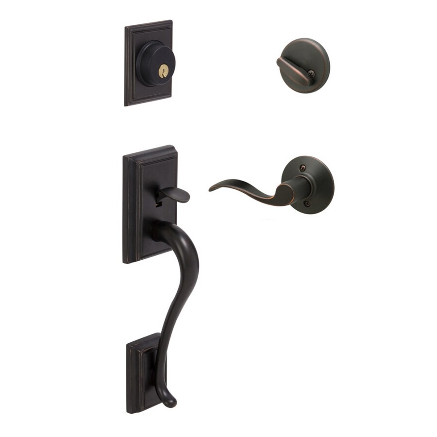 Schlage Addison Handleset with Accent Right Hand Lever in Aged Bronze ...