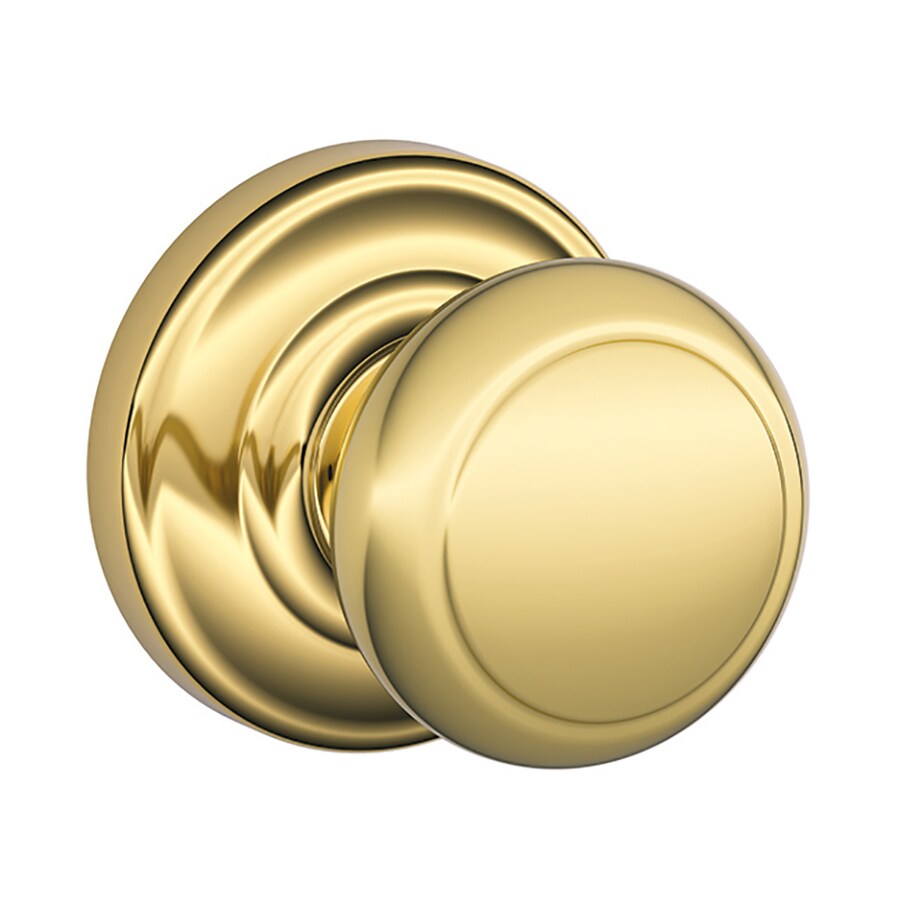Schlage F Andover Lifetime Bright Brass Passage Door Knob Single Pack at