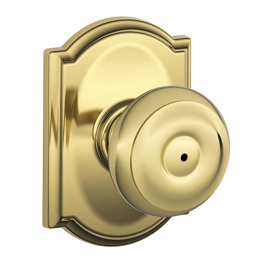 Schlage F Decorative Georgian X Camelot Bright Brass Privacy Door