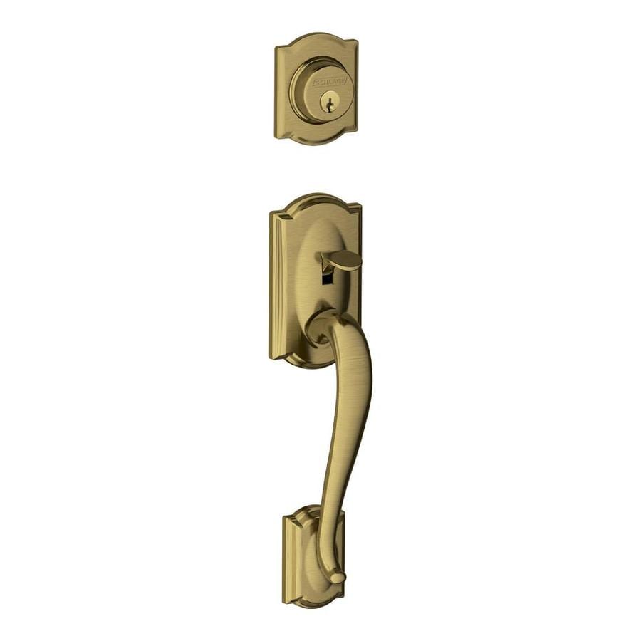 Shop Schlage F Camelot Antique Brass Single-Cylinder Deadbolt Entry Schlage F Camelot Antique Brass Single-Cylinder Deadbolt Entry Door Exterior Handle - Shop Schlage F Camelot Antique Brass Single-Cylinder Deadbolt Entry