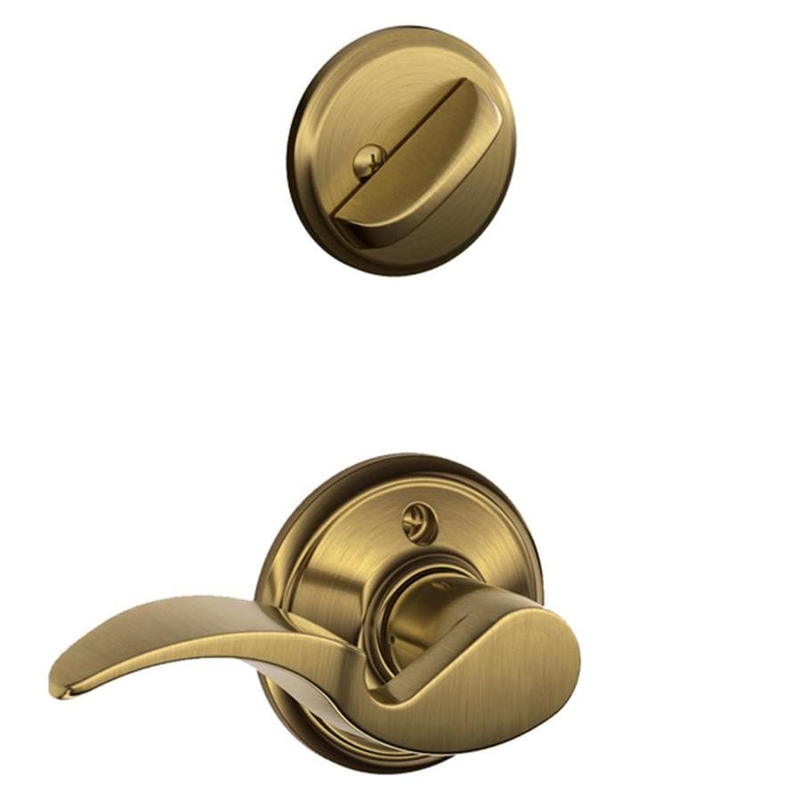 Schlage Avanti Traditional Antique Brass Residential SingleLock Door Handleset at