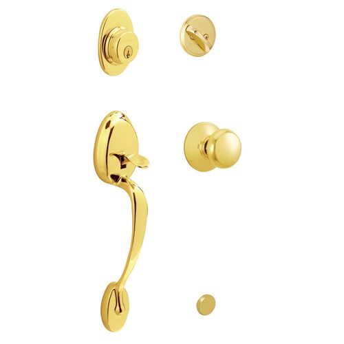 Schlage Plymouth Bright Brass Keyed Entry Door Handleset in the ...