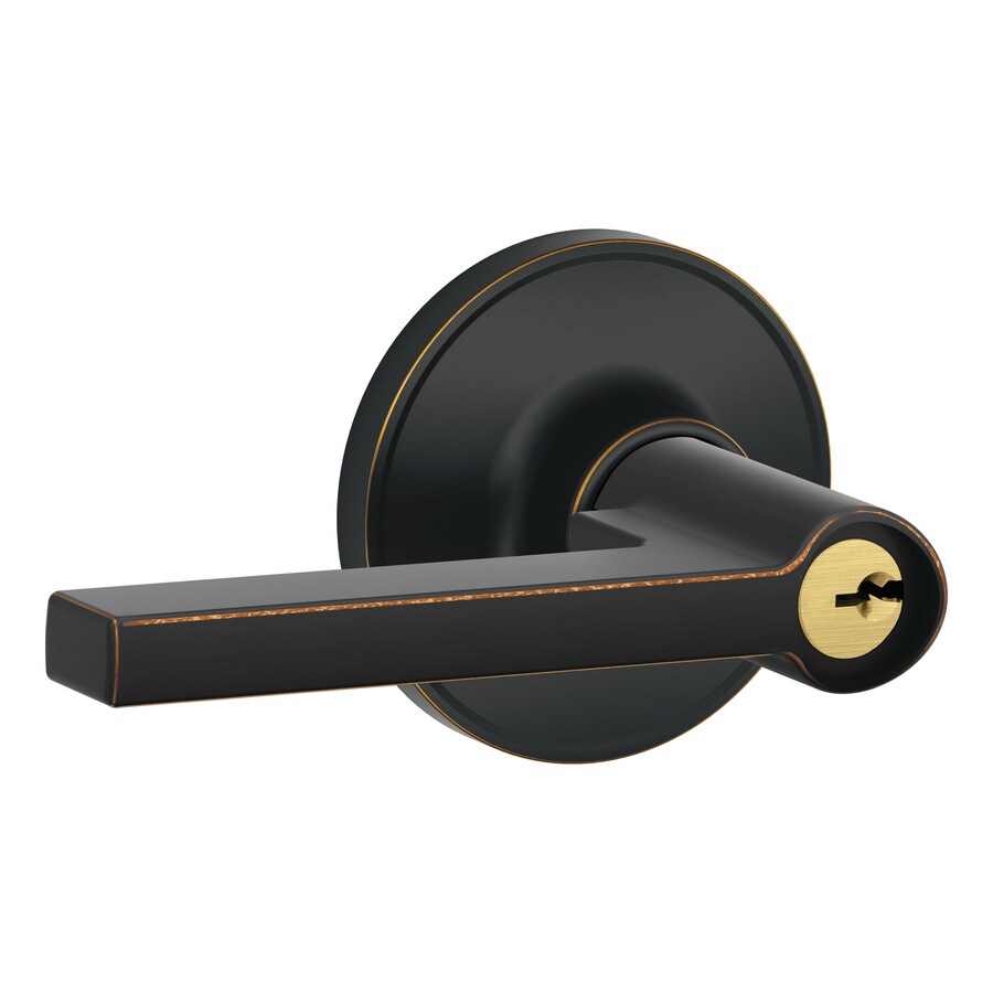 Schlage J Solstice Aged Bronze Reversible Keyed Entry Door Handle