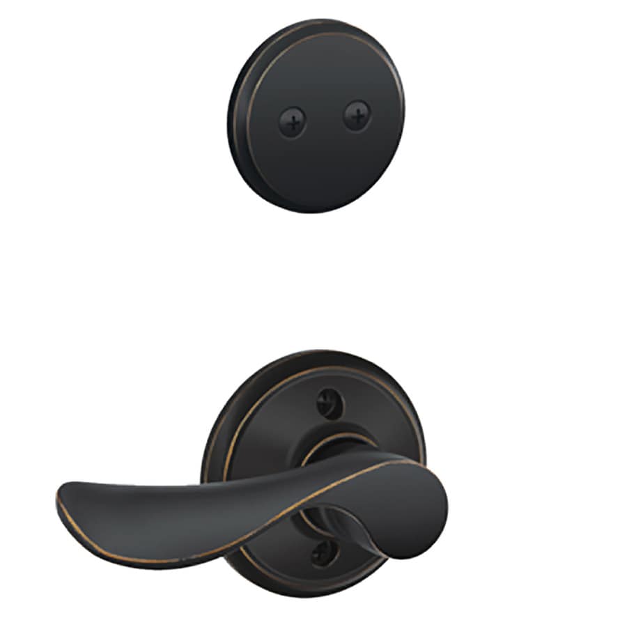 Schlage Champagne 15/8in to 13/4in Aged Bronze NonKeyed Lever Entry Door Interior Handle at