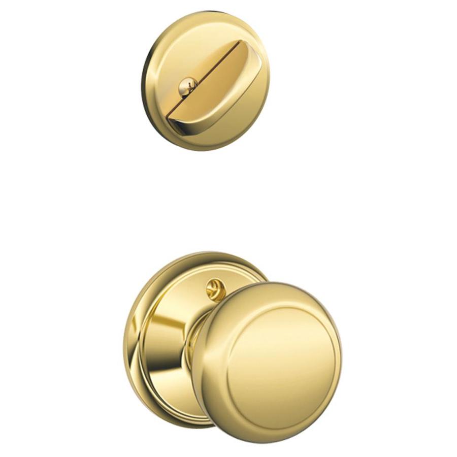 Schlage F Andover Bright Brass SingleCylinder Deadbolt Entry Door Interior Handle in the
