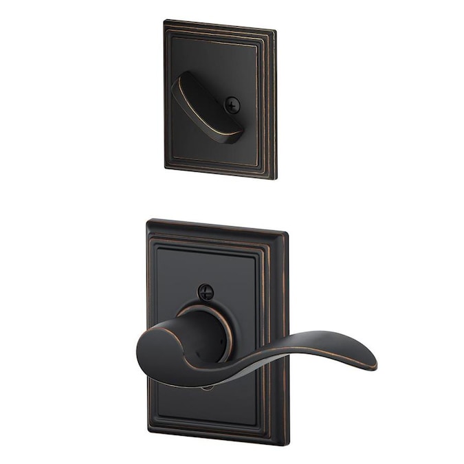 Schlage F Decorative Accent X Addison Rose Aged Bronze Single Cylinder Deadbolt Entry Door Interior Handle Accent In The Handlesets Department At Lowes Com