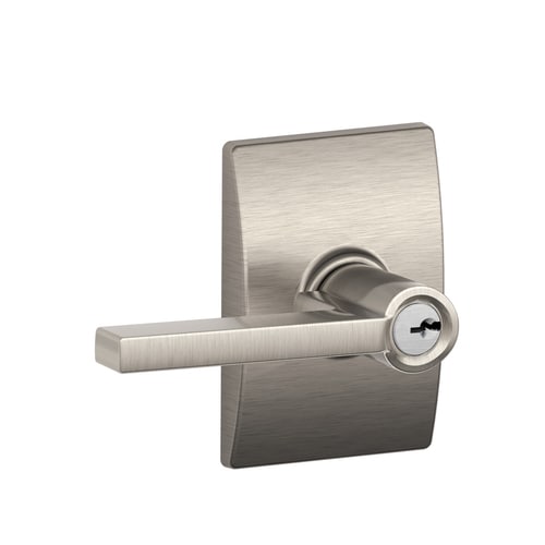 Schlage F51 V LAT 619 Latitude Lever Satin Nickel Keyed Entry Door Lock Lockset