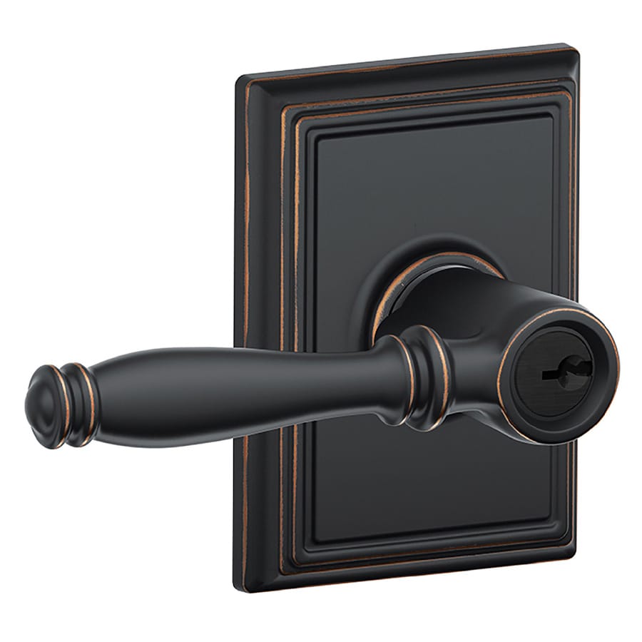 Schlage F Decorative Birmingham x Addison Aged Bronze Keyed Entry Door