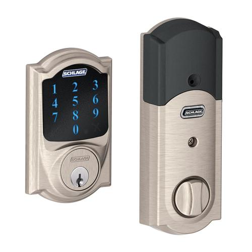 Schlage Connect Camelot Satin Nickel Single Cylinder Deadbolt With