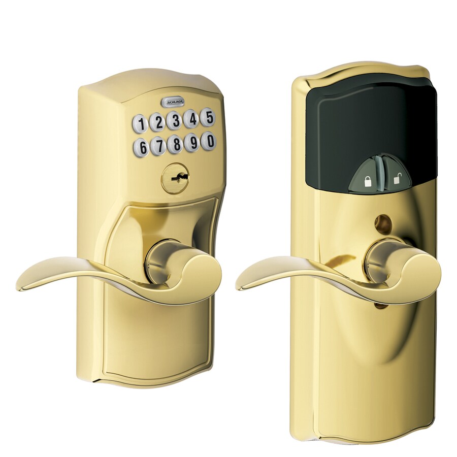 Schlage Fe599 Cam Iris Camelot Bright Brass 1 Cylinder Lighted