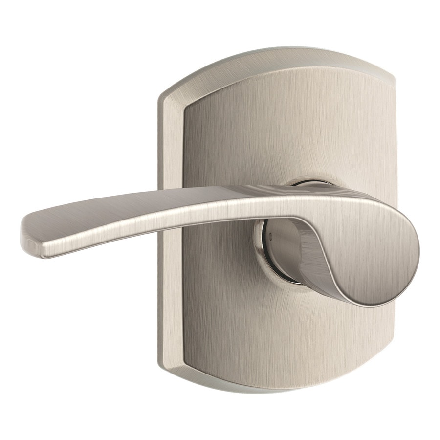 Schlage F Decorative Merano x Greenwich Satin Nickel Reversible Passage Door Handle