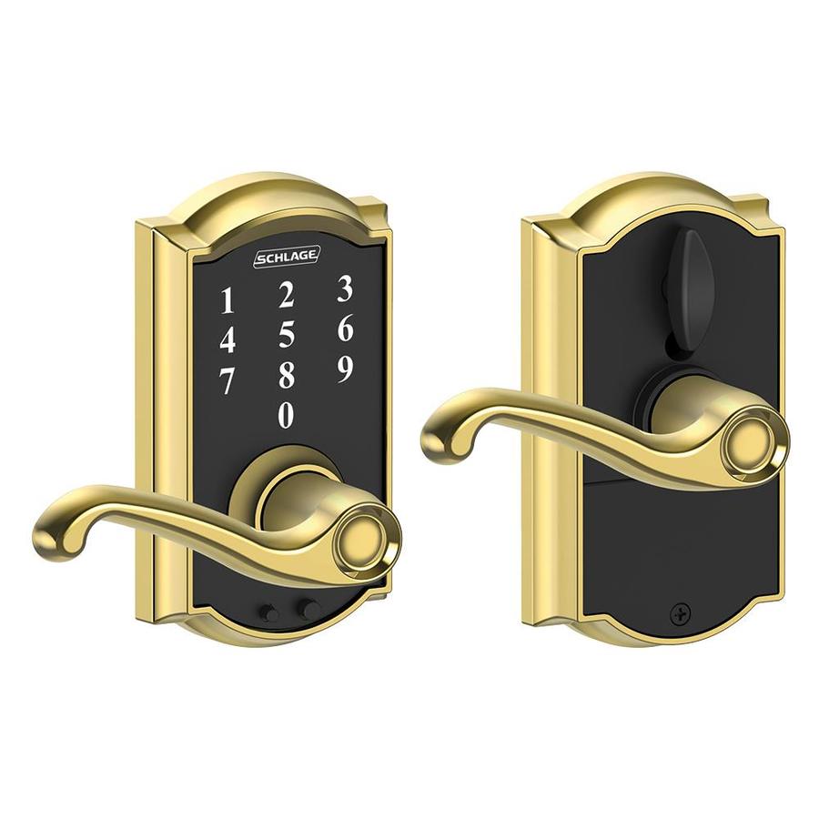 Schlage Fe Touch Camelot Bright Brass Cylinder Lighted Keypad At