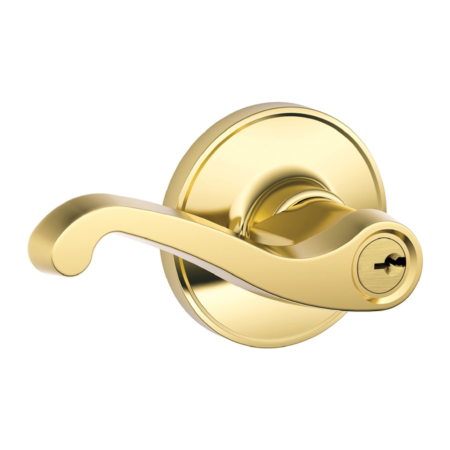 Schlage J Lasalle Bright Brass Reversible Keyed Entry Door Handle